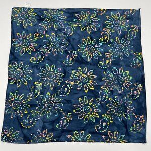Batik Bandana Scarf Floral Paisley Blue Colorful Hippie Boho Unisex Cotton Artsy